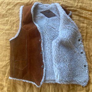 Vintage Leather Vest with Sherpa/Fleece Lining